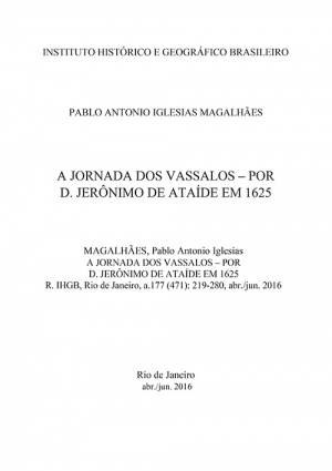 A JORNADA DOS VASSALOS – POR D. JERÔNIMO DE ATAÍDE EM 1625