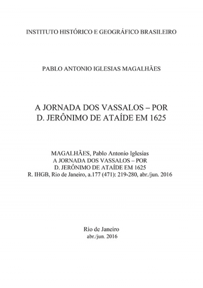 A JORNADA DOS VASSALOS – POR D. JERÔNIMO DE ATAÍDE EM 1625