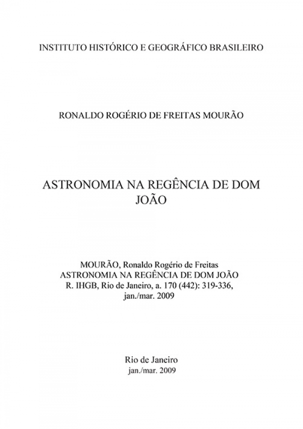 ASTRONOMIA NA REGÊNCIA DE DOM JOÃO