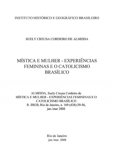 MÍSTICA E MULHER - EXPERIÊNCIAS FEMININAS E O CATOLICISMO BRASÍLICO