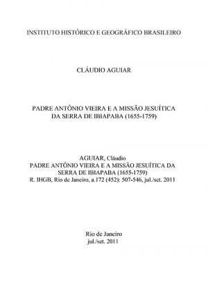PADRE ANTÔNIO VIEIRA E A MISSÃO JESUÍTICA DA SERRA DE IBIAPABA (1655-1759)