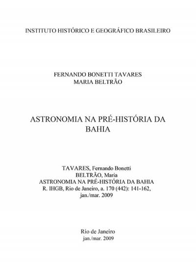ASTRONOMIA NA PRÉ-HISTÓRIA DA BAHIA