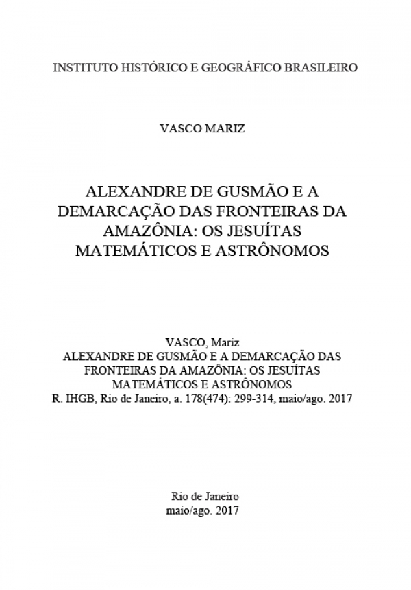 ALEXANDRE DE GUSMÃO E A DEMARCAÇÃO DAS FRONTEIRAS DA AMAZÔNIA: OS JESUÍTAS MATEMÁTICOS E ASTRÔNOMOS ITALIANOS