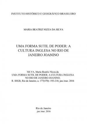 UMA FORMA SUTIL DE PODER: A CULTURA INGLESA NO RIO DE JANEIRO JOANINO