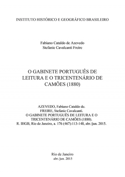 O GABINETE PORTUGUÊS DE LEITURA E O TRICENTENÁRIO DE CAMÕES (1880)