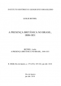 A PRESENÇA BRITÂNICA NO BRASIL, 1808-1831