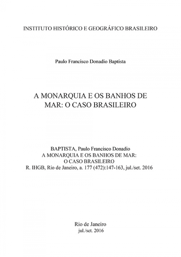 A MONARQUIA E OS BANHOS DE MAR: O CASO BRASILEIRO