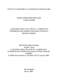 A GRANDE AMEÇA DE LUÍS XV: A ABORTADA EXPEDIÇÃO DO CONDE D’ESTAING CONTRA O RIO DE JANEIRO
