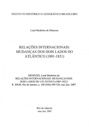 RELAÇÕES INTERNACIONAIS: MUDANÇAS DOS DOIS LADOS DO ATLÂNTICO (1801-1821)
