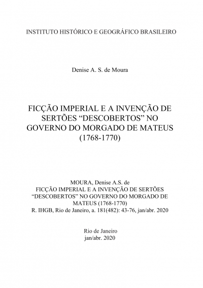 FICÇÃO IMPERIAL E A INVENÇÃO DE SERTÕES “DESCOBERTOS” NO GOVERNO DO MORGADO DE MATEUS (1768-1770)