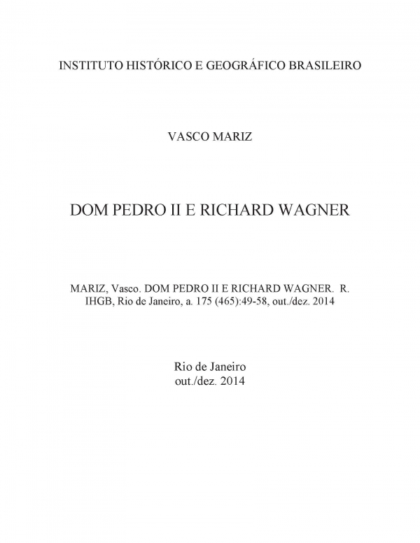 DOM PEDRO II E RICHARD WAGNER
