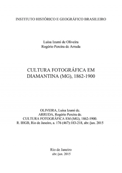 CULTURA FOTOGRÁFICA EM DIAMANTINA (MG), 1862-1900