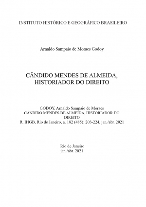 CÂNDIDO MENDES DE ALMEIDA, HISTORIADOR DO DIREITO