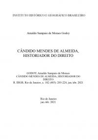 CÂNDIDO MENDES DE ALMEIDA, HISTORIADOR DO DIREITO