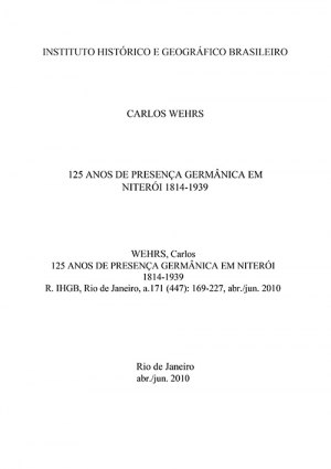 125 ANOS DE PRESENÇA GERMÂNICA EM NITERÓI 1814-1939