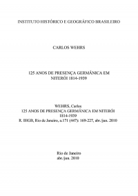 125 ANOS DE PRESENÇA GERMÂNICA EM NITERÓI 1814-1939